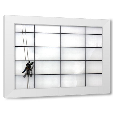 Window Washing No 5 White Modern Wood Framed Art Print by Carson, Brian