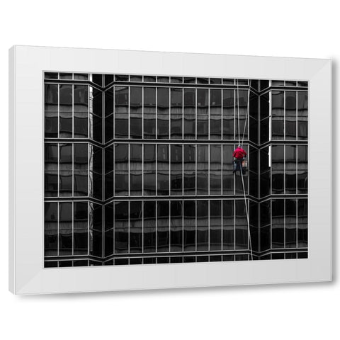 Window Washing No 6 White Modern Wood Framed Art Print by Carson, Brian