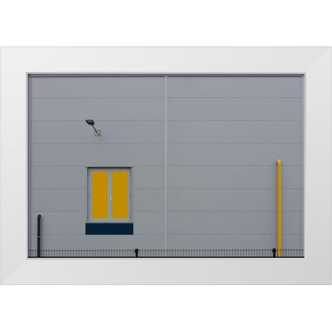 Yellow Window White Modern Wood Framed Art Print by Niezen, Jan