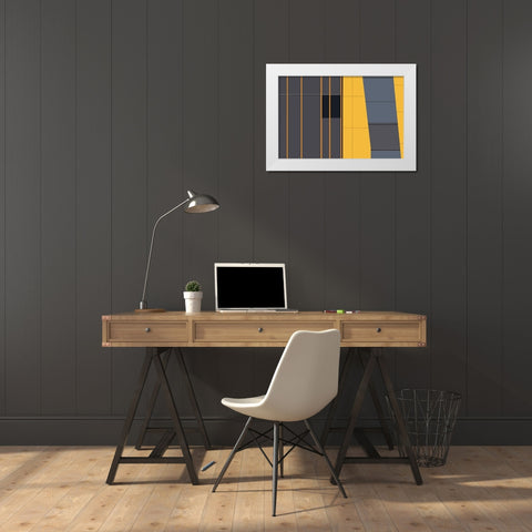 Yellow in Abstract White Modern Wood Framed Art Print by Niezen, Jan