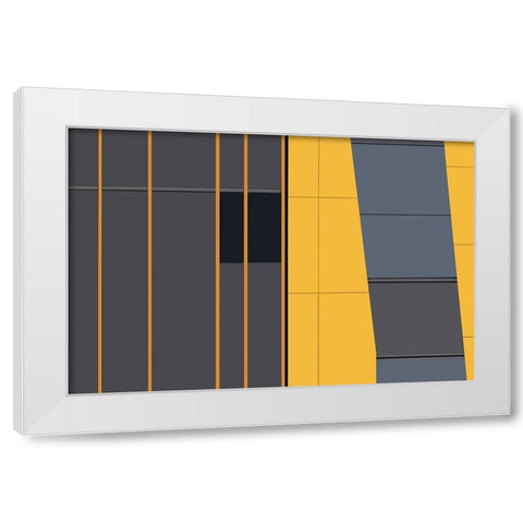 Yellow in Abstract White Modern Wood Framed Art Print by Niezen, Jan