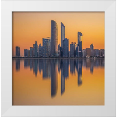 Morning Colors White Modern Wood Framed Art Print by Shamaa, Mohammed