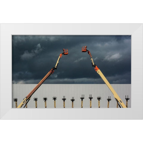 Aerial platforms White Modern Wood Framed Art Print by Joosten, Lus