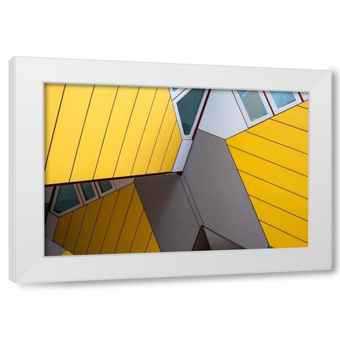 Yellow houses 3 White Modern Wood Framed Art Print by Incerti, Andrea