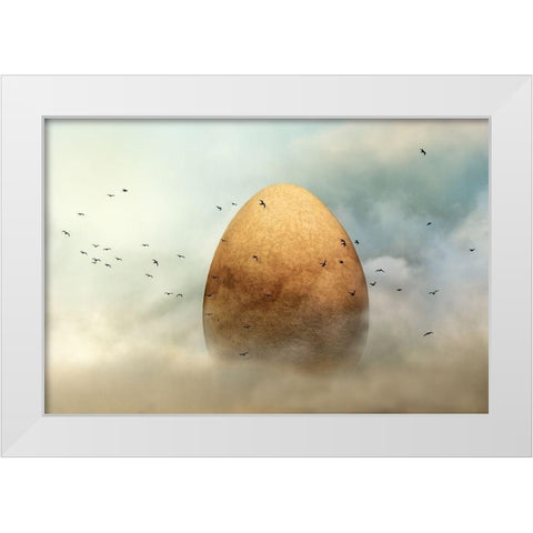 genesis White Modern Wood Framed Art Print by Flour, Piet