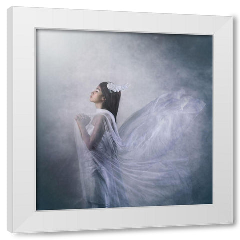 pray of angel White Modern Wood Framed Art Print by Ryanholy