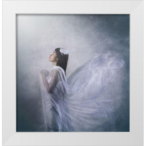 pray of angel White Modern Wood Framed Art Print by Ryanholy