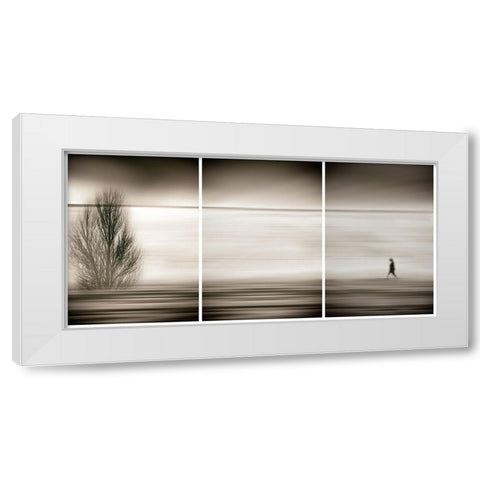 Seeking the invisible White Modern Wood Framed Art Print by Abrantes, Paulo