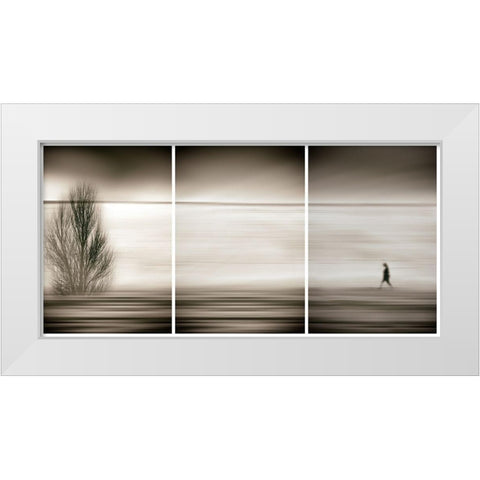 Seeking the invisible White Modern Wood Framed Art Print by Abrantes, Paulo
