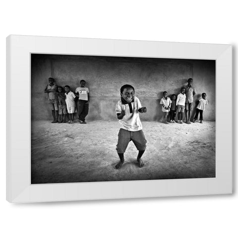 The performer White Modern Wood Framed Art Print by Apers, Marc