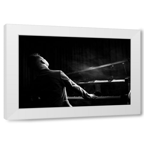 Pianist White Modern Wood Framed Art Print by P., Laura