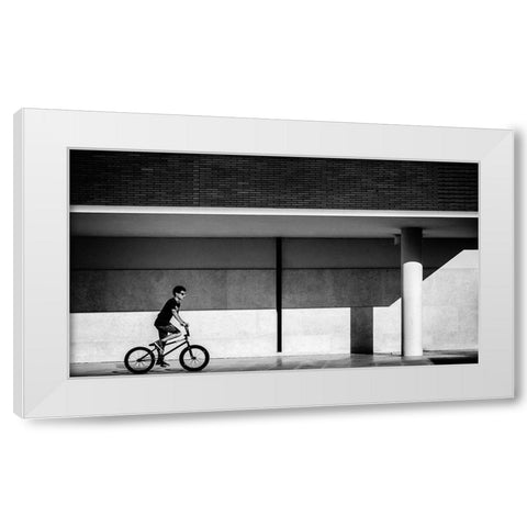 shades of gray White Modern Wood Framed Art Print by Castro, Joao