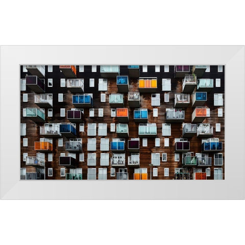 Balconia White Modern Wood Framed Art Print by Pixxelpark