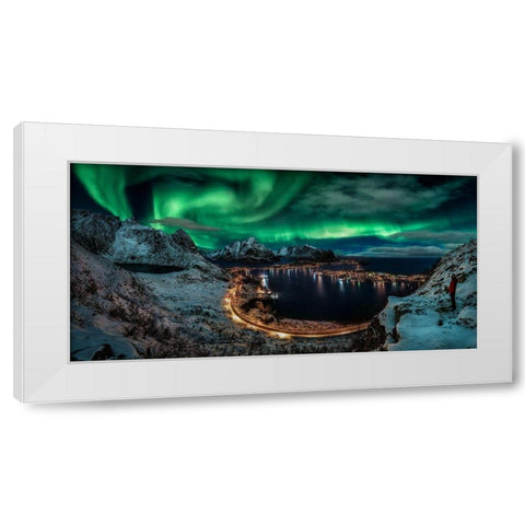 Chasing the Northern Lights White Modern Wood Framed Art Print by De La, Javier