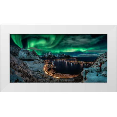 Chasing the Northern Lights White Modern Wood Framed Art Print by De La, Javier