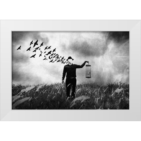 Freedom White Modern Wood Framed Art Print by Satriani, Jay