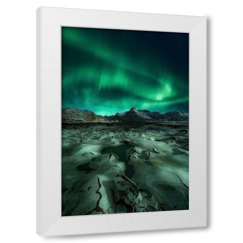Ice Cracking White Modern Wood Framed Art Print by De La, Javier