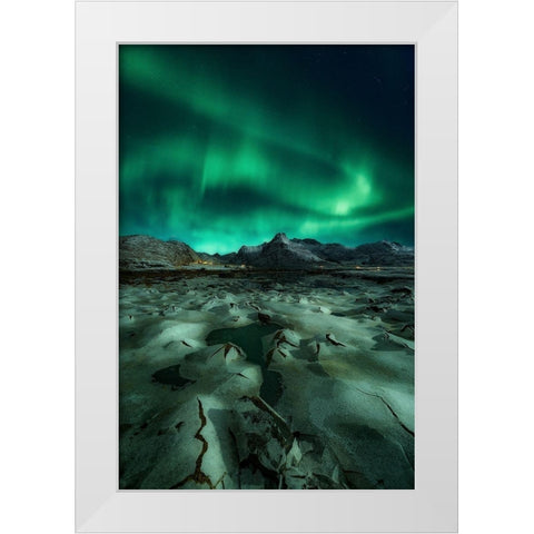 Ice Cracking White Modern Wood Framed Art Print by De La, Javier