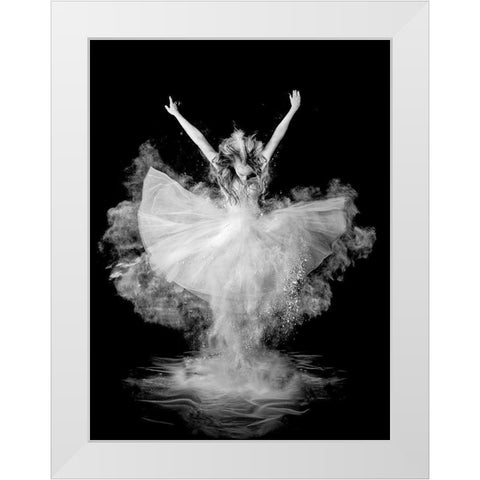 Powder Burst White Modern Wood Framed Art Print by Pentony Ma, Pauline