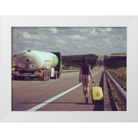 The road White Modern Wood Framed Art Print by Croizet, Anri