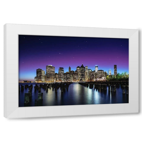 New York Sky Line White Modern Wood Framed Art Print by El Gamal, Nanouk