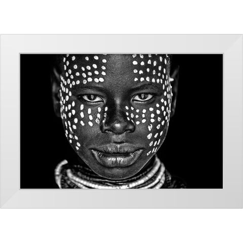 Karo girl White Modern Wood Framed Art Print by Vidak, Vedran