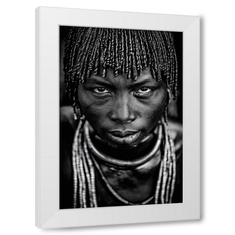Hamar woman White Modern Wood Framed Art Print by Vidak, Vedran