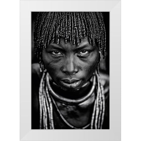 Hamar woman White Modern Wood Framed Art Print by Vidak, Vedran