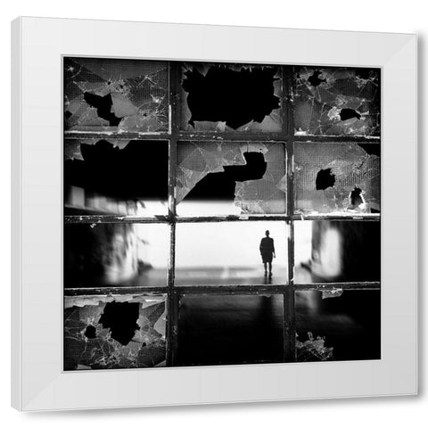 Fractures White Modern Wood Framed Art Print by Cuder, Darko
