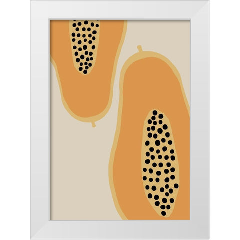 Papaya Fruit White Modern Wood Framed Art Print by Artographie Studio
