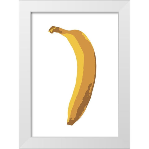 Single Banana White Modern Wood Framed Art Print by Artographie Studio