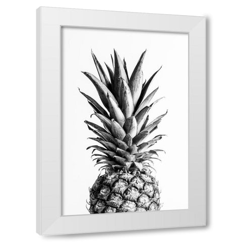 Pineapple Black a White 01 White Modern Wood Framed Art Print by Artographie Studio