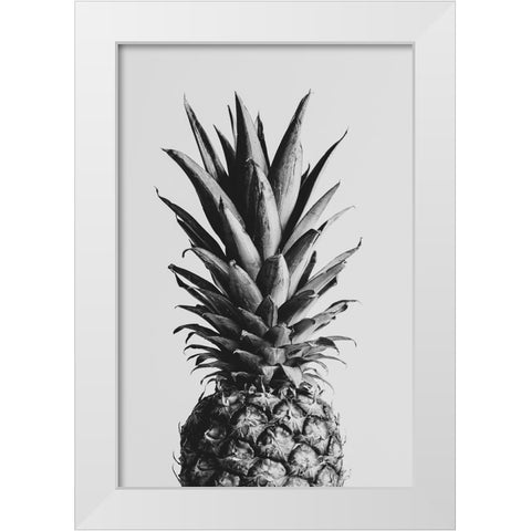 Pineapple Black a White 02 White Modern Wood Framed Art Print by Artographie Studio