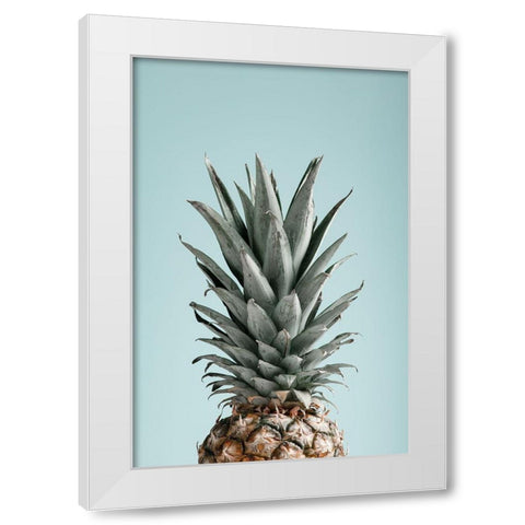 Pineapple Blue 03 White Modern Wood Framed Art Print by Artographie Studio