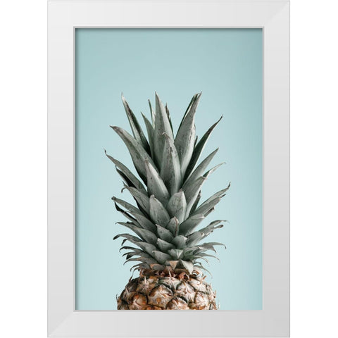 Pineapple Blue 03 White Modern Wood Framed Art Print by Artographie Studio