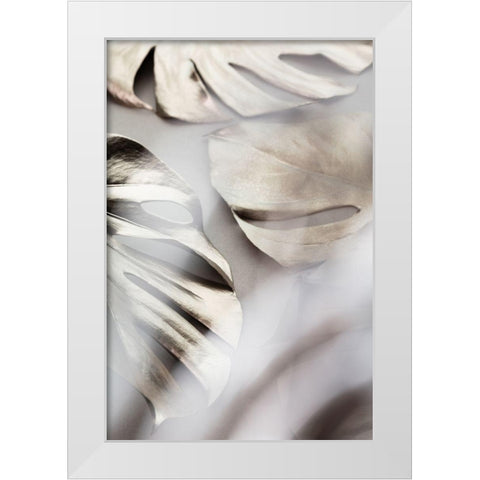Monstera Gold 02 White Modern Wood Framed Art Print by Artographie Studio