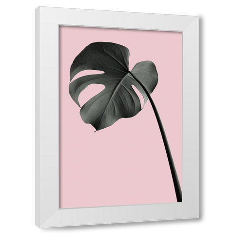 Monstera Pink No 02 White Modern Wood Framed Art Print by Artographie Studio