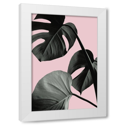 Monstera Pink No 04 White Modern Wood Framed Art Print by Artographie Studio