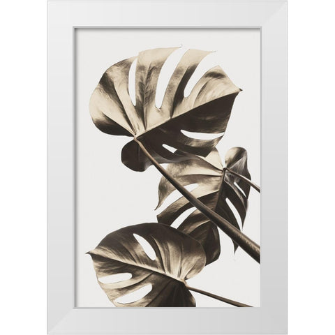 Monstera Gold 09 White Modern Wood Framed Art Print by Artographie Studio