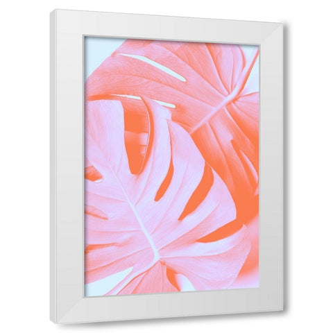Monstera Orange 03 White Modern Wood Framed Art Print by Artographie Studio