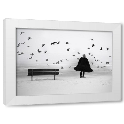 Enjoy Life White Modern Wood Framed Art Print by Stene, Grethe