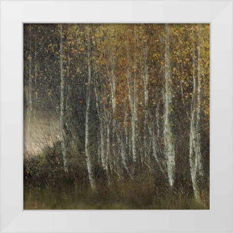 Many Leaves Fall White Modern Wood Framed Art Print by Talen, Nel