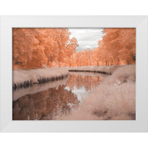 Saarkanal White Modern Wood Framed Art Print by Bauer, Klaus
