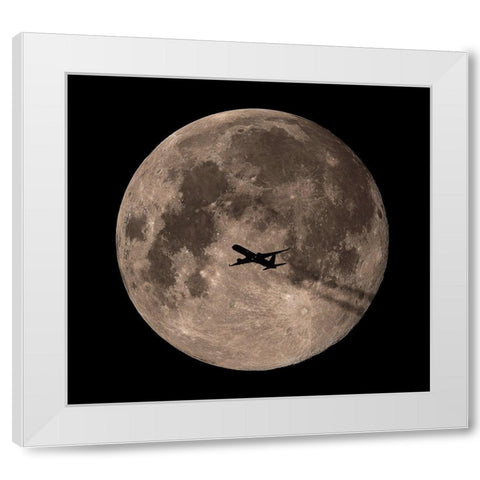 Passing Through Full Moon White Modern Wood Framed Art Print by Chakraborty, Mainak