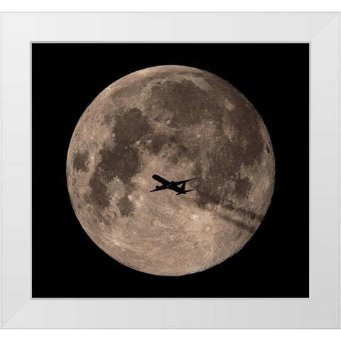 Passing Through Full Moon White Modern Wood Framed Art Print by Chakraborty, Mainak