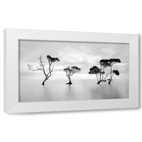 Drowning Not Waving White Modern Wood Framed Art Print by Fudge, Steven