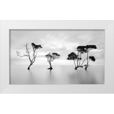 Drowning Not Waving White Modern Wood Framed Art Print by Fudge, Steven