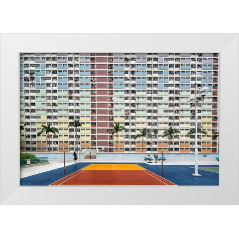 Choi Hung Estate White Modern Wood Framed Art Print by Abdualhameid, Fahad