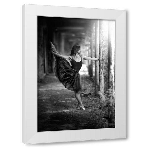 Ballet Hold White Modern Wood Framed Art Print by Petrocca, Domenico