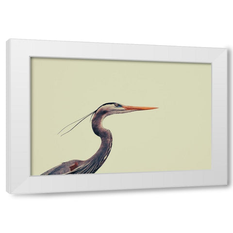Heron White Modern Wood Framed Art Print by Viola, Vincenzo